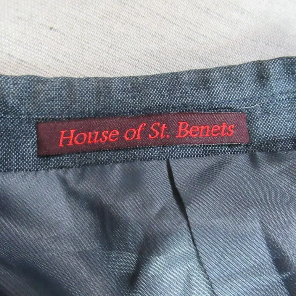 House Of St Benets Blazer Mens 38S/31W Blue Gray 2 Button Slim Coat Suit Jacket